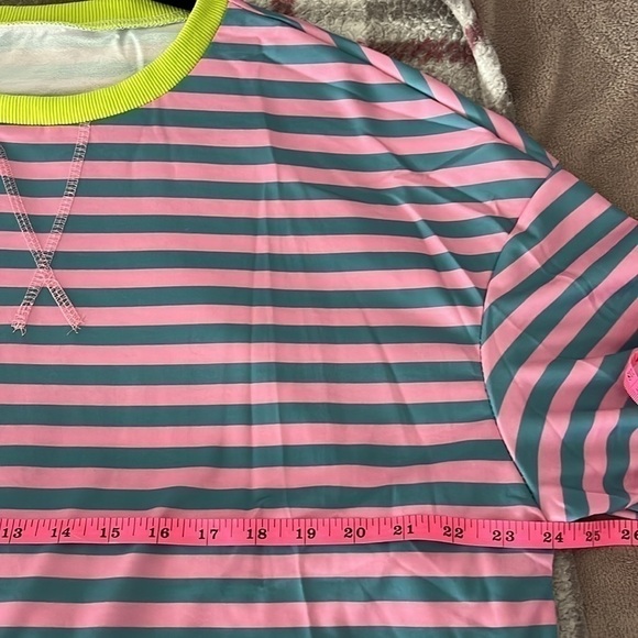 Women’s Pink And Green Striped Long Sleeve Top Size XL (12-14) NWOT - Picture 7 of 8